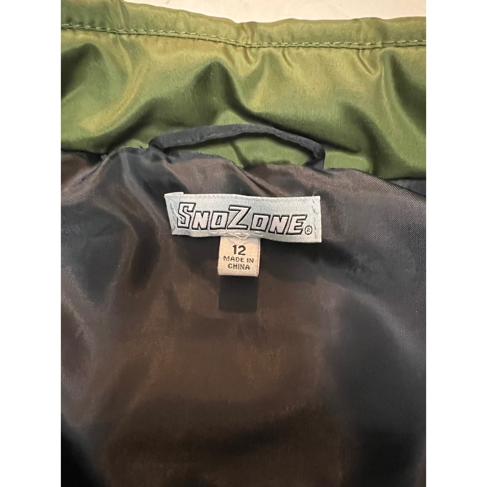 Kids SnoZone Puffer Vest Green Black Padded Zip‎ Up Size 12 - Picture 2 of 5